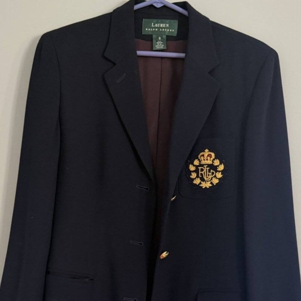Vintage Ralph Lauren, Pure Wool, Royal Crest Blazer. Womens 8
